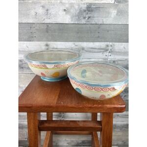 Temptations Old World Easter Egg Hunt Nesting Bowls Lids Set of 2 2qt & 1.25qt
